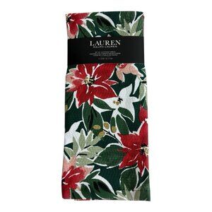 Ralph Lauren Christmas Kitchen Dish Towels Set of 3 (2 Poinsettias & 1 Red) NEW
